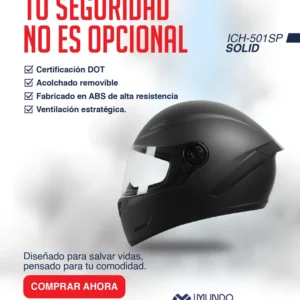 Casco Integral ICH-501SP SOLID con Certificación DOT