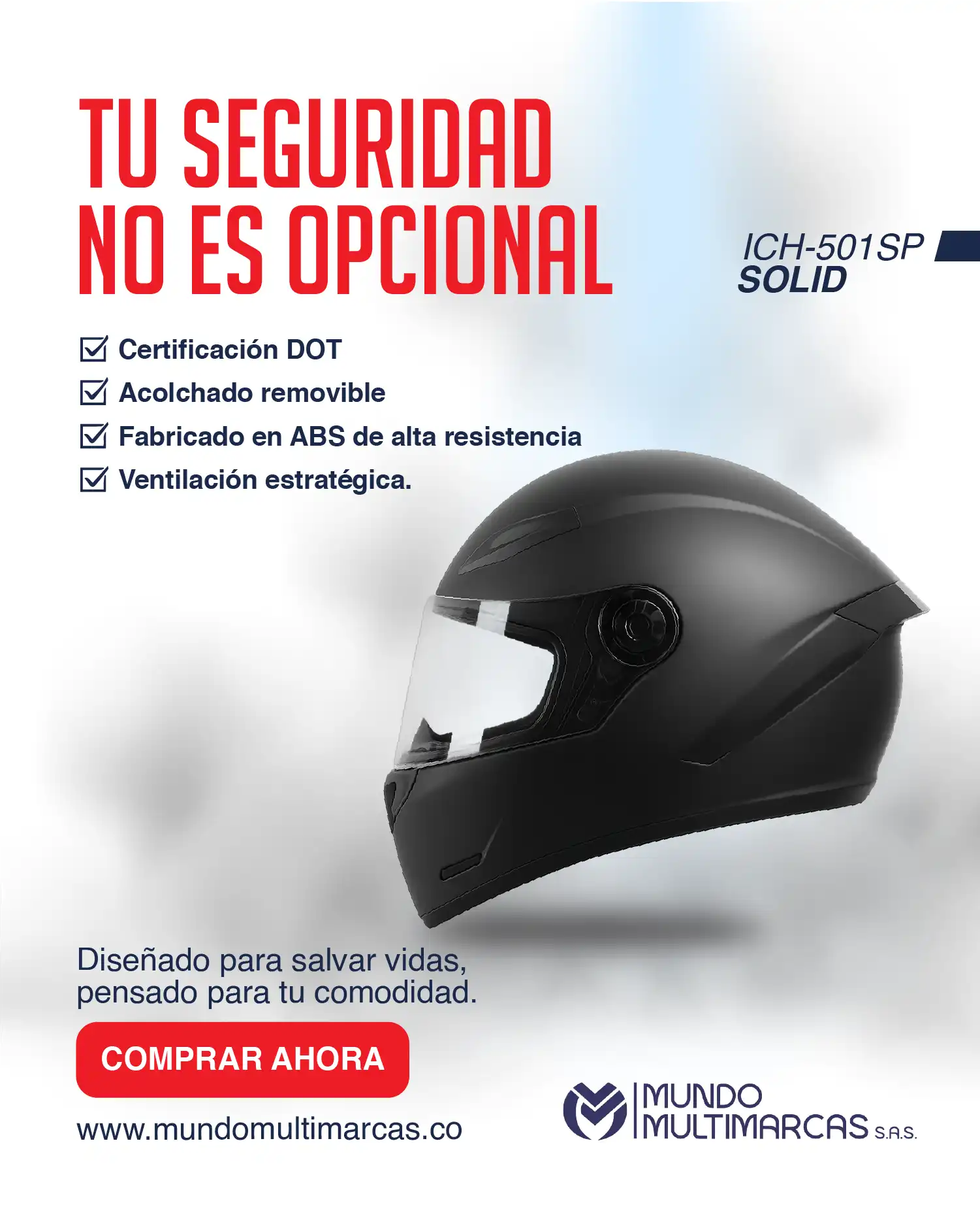 Casco Integral ICH-501SP SOLID con Certificación DOT